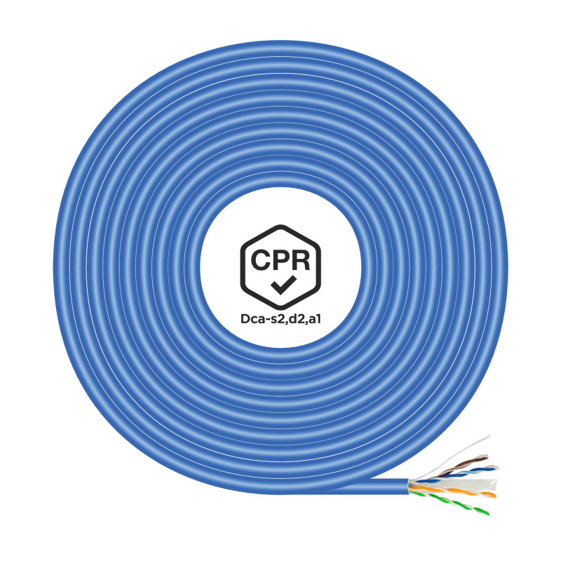 CABLE DE RED RJ45 LSZH CPR DCA CAT.6 UTP AWG24, AZUL, 100 M