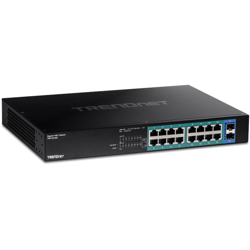 TPE-TG182 SWITCH GIGABIT ETHERNET (10/100/1000) ENERGÍA SOBRE ETHERNET (POE) 1U NEGRO