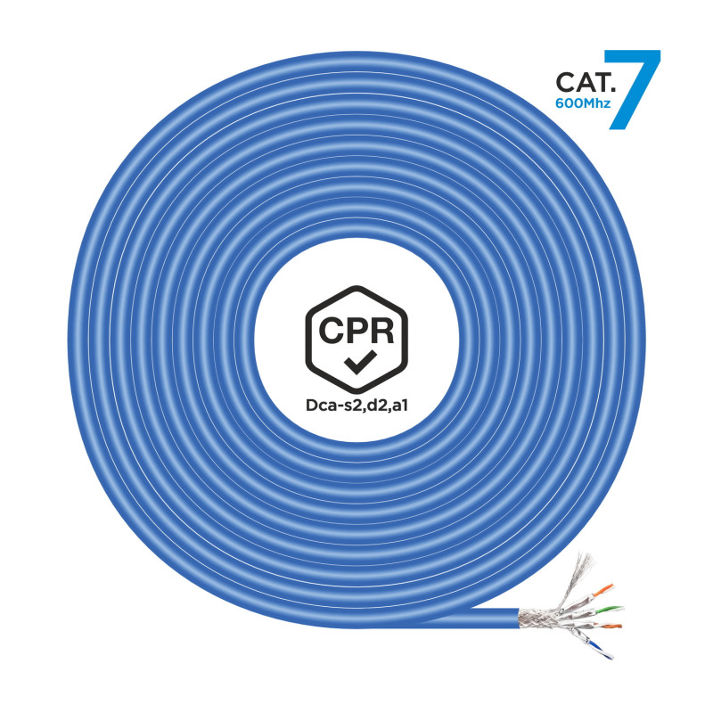 CABLE DE RED RJ45 LSZH CPR DCA CAT.7 600 MHZ S/FTP AWG23, AZUL, 305 M