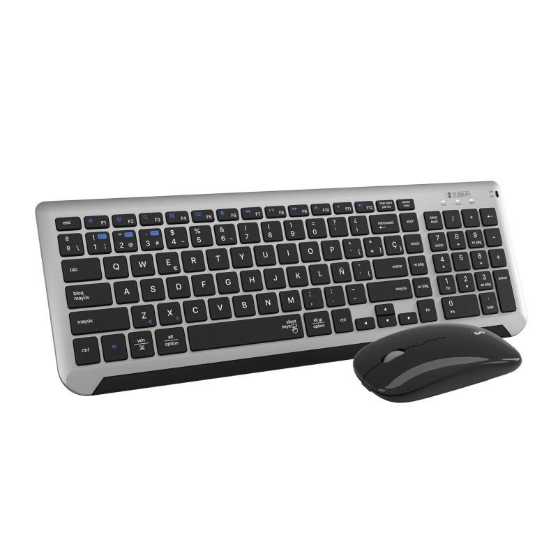 TECLADO CON RATÓN BLUETOOTH + 2.4G COMBO DUAL PRESTIGE EXTENDIDO GRIS/NEGRO