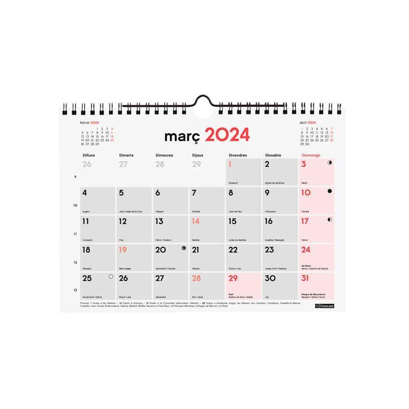 Calendario De Pared Finocam Neutro Escribir S Catal N