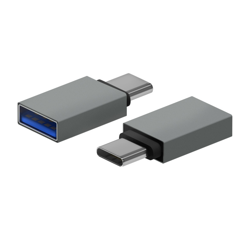 MINI ADAPTADOR ALUMINIO USB 3.2 GEN1 3A, TIPO USB-C/M-A/H, GRIS