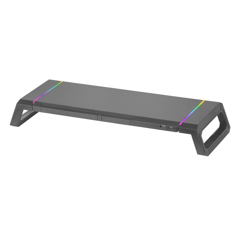 MGS-ONE NEGRO SOPORTE MONITOR RGB CHROMA TAMAÑO AJUSTABLE SOPORTE SMARTPHONE Y TABLET USB FRONTAL 2.