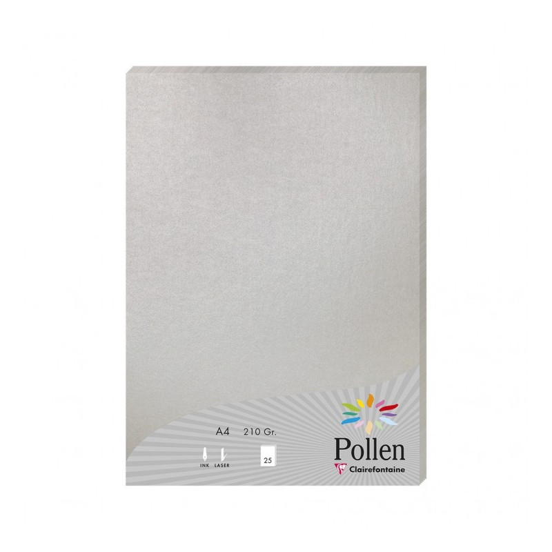 POLLEN PAPEL PARA IMPRESORA DE INYECCIÓN DE TINTA A4 (210X297 MM) 25 HOJAS PLATA