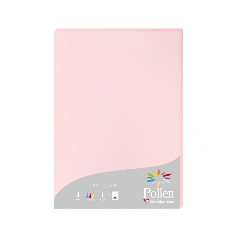 POLLEN PAPEL PARA IMPRESORA DE INYECCIÓN DE TINTA A4 (210X297 MM) 25 HOJAS ROSA