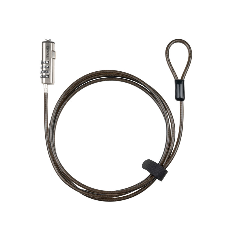 CABLE DE SEGURIDAD TIPO NANO CON COMBINACIÓN PARA PORTÁTILES 1.5 METROS, GRIS OSCURO