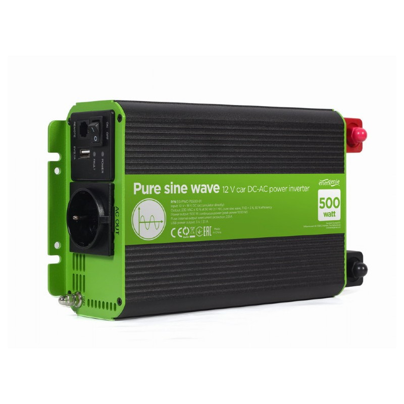 EG-PWC-PS500-01 ADAPTADOR E INVERSOR DE CORRIENTE AUTO 500 W NEGRO, VERDE