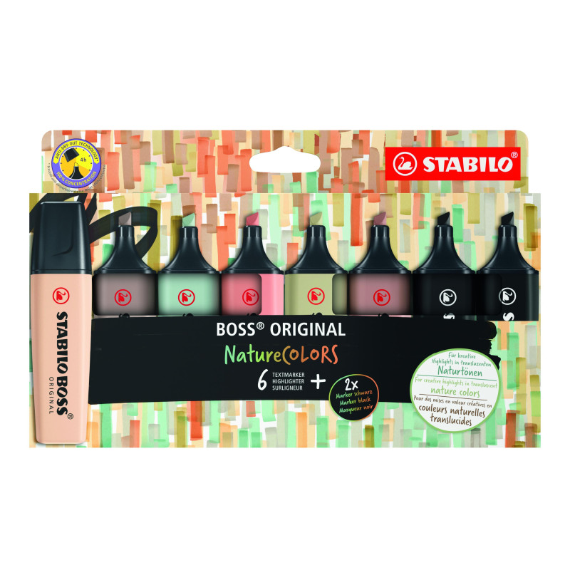 ESTUCHE 8 MARCADORES FLUORESCENTE STABILO BOSS ORIGINAL NATURECOLORS