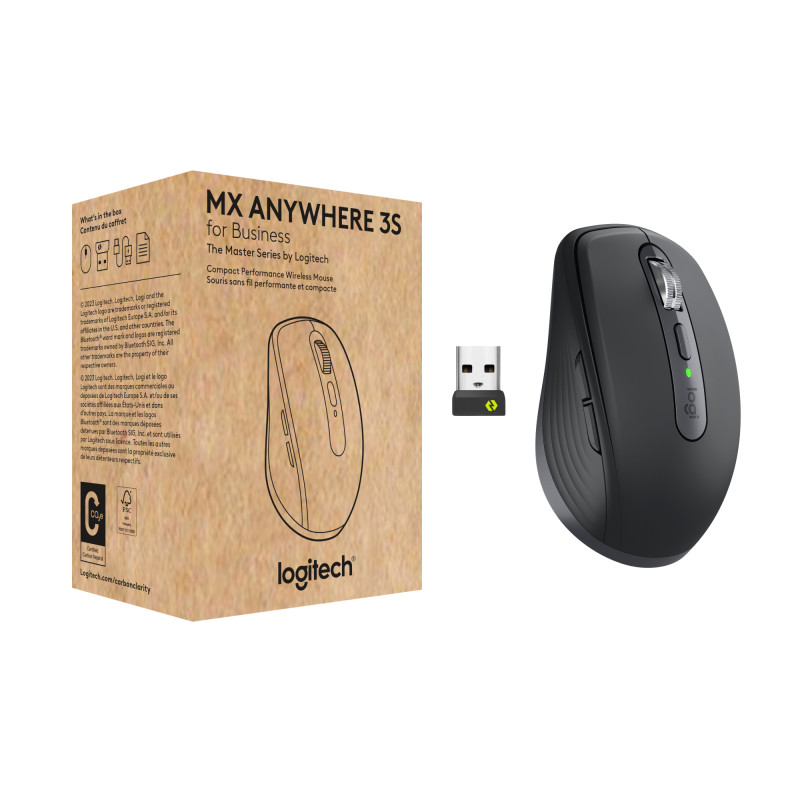 MX ANYWHERE 3S FOR BUSINESS RATÓN MANO DERECHA RF WIRELESS + BLUETOOTH LASER 8000 DPI