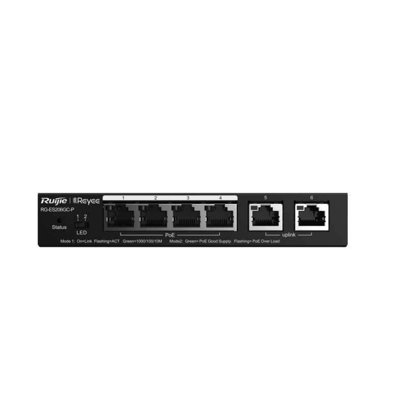 RG-ES206GC-P SWITCH GIGABIT ETHERNET (10/100/1000) ENERGÍA SOBRE ETHERNET (POE) NEGRO