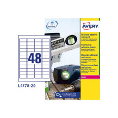 CAJA 20h ETIQUETAS POLIÉSTER AVERY 45,7x21,2mm