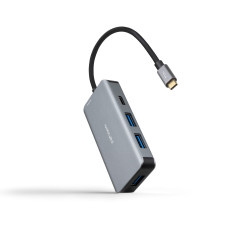 HUB USB-C 5 EN 1, CONVERSOR 3.2 GEN1 5G A 3 X USB-A 3.0 + USB-C + USB-C PD 100W, ALUMINIO, 15 CM, GR