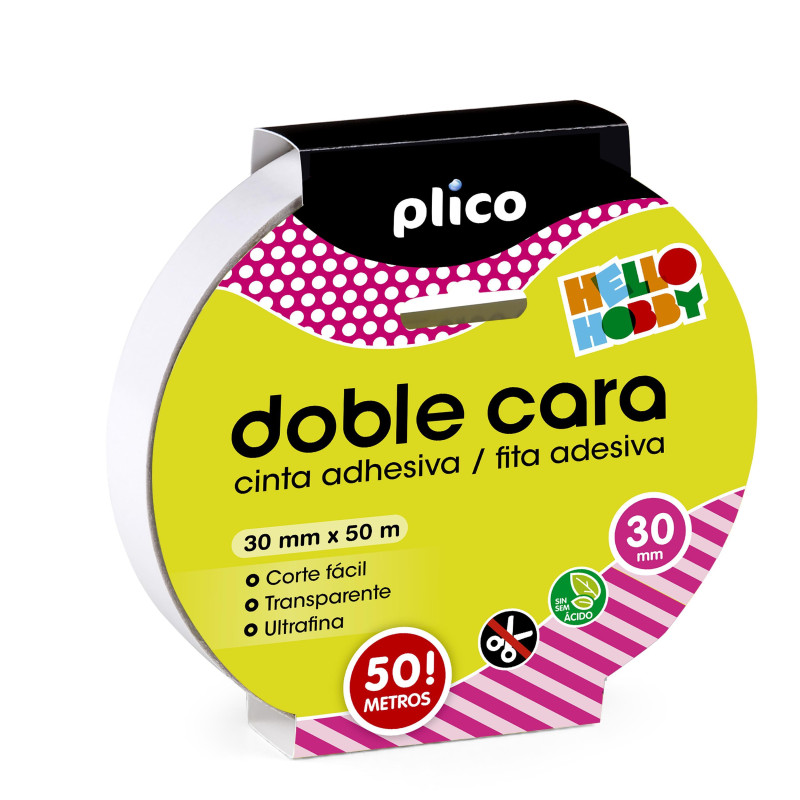 CINTA ADHESIVA PLICO DOBLE CARA 30mm x 50m