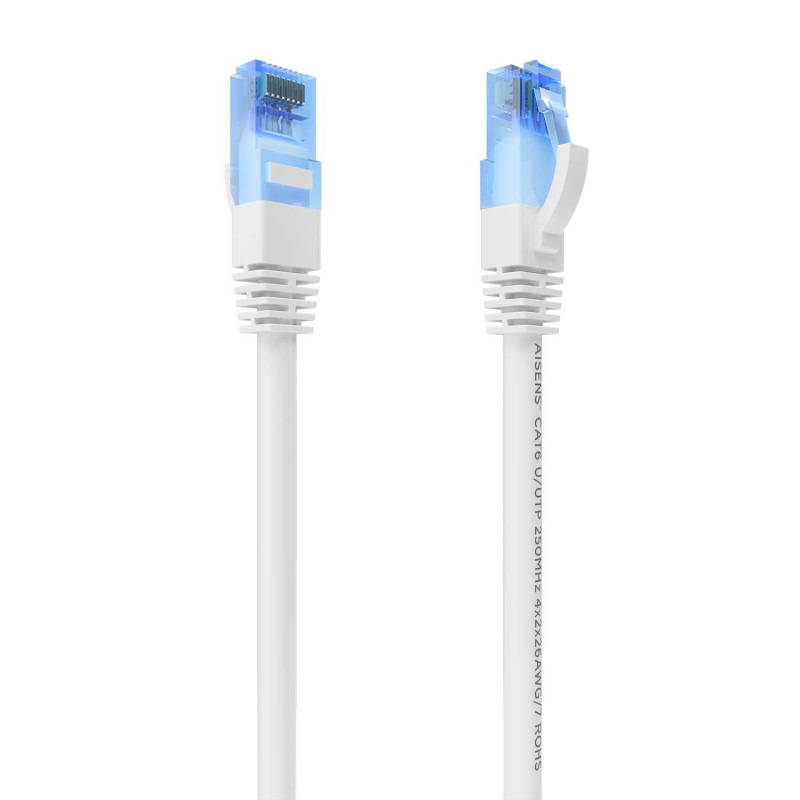 CABLE DE RED LATIGUILLO RJ45 CAT.6 UTP AWG26 CCA, BLANCO, 30 CM