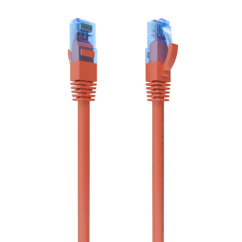 CABLE DE RED LATIGUILLO RJ45 CAT.6 UTP AWG26 CCA, ROJO, 30 CM