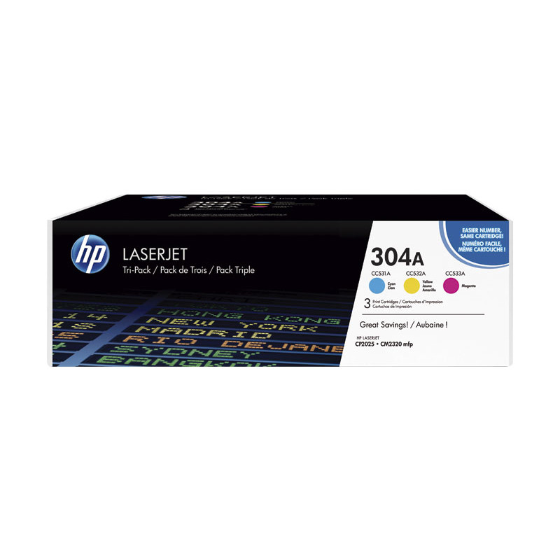 PACK DE AHORRO DE 3 CARTUCHOS DE TÓNER ORIGINAL LASERJET HP 304A