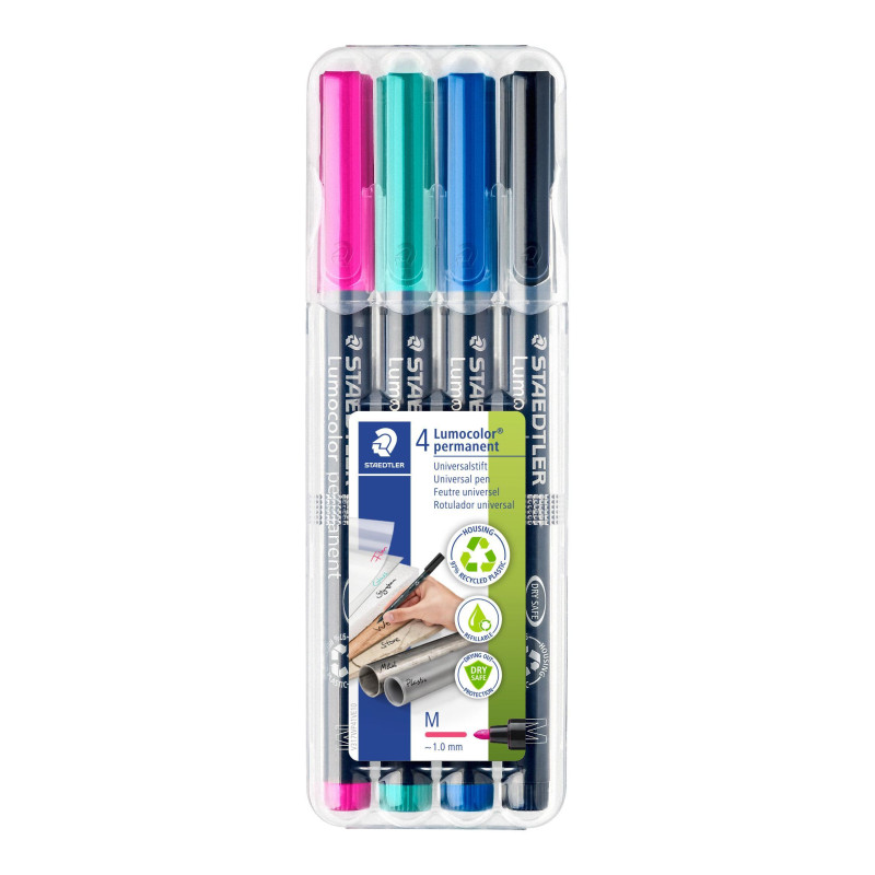 ESTUCHE 4 ROTULADORES STAEDTLER LUMOCOLOR PERMANENTE 317 1mm SURTIDO 2