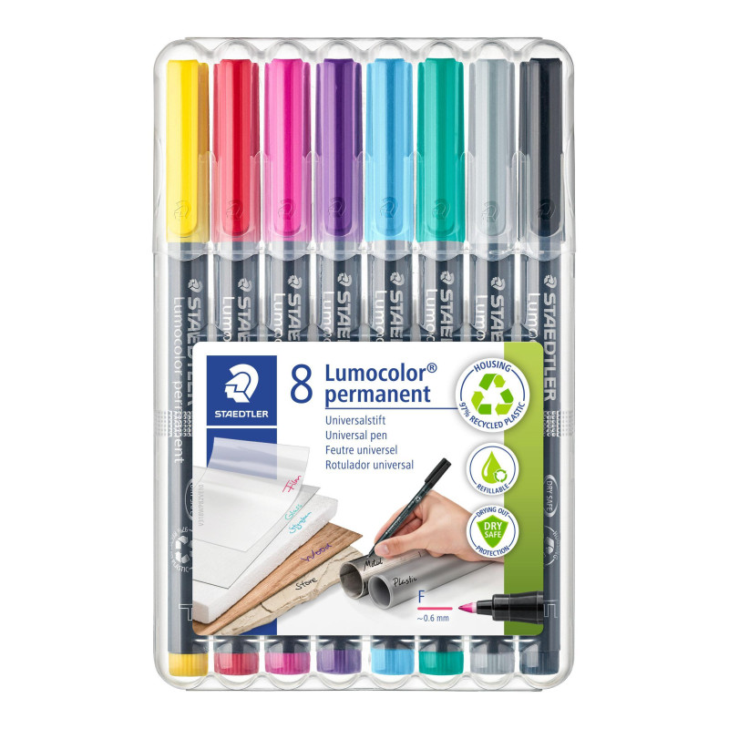 ESTUCHE 8 ROTULADORES STAEDTLER LUMOCOLOR PERMANENTE 318 0,6mm SURTIDO 2