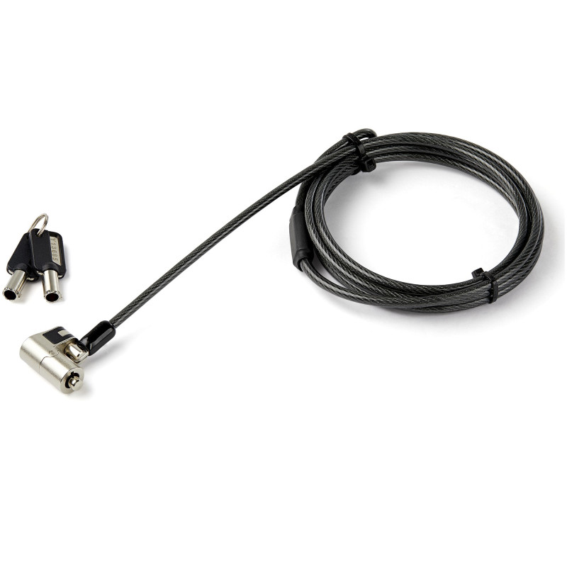 CABLE DE 2M DE SEGURIDAD PARA ORDENADORES PORTÁTILES - PARA K-SLOT - RANURA NANO - RANURA WEDGE - CON LLAVE