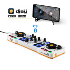 DJCONTROL CONTROL MIX BLUETOOTH POUR SMARTPHONE ET TABLETTES ( ANDOID E 2 CANALES NEGRO, BLANCO, AMA