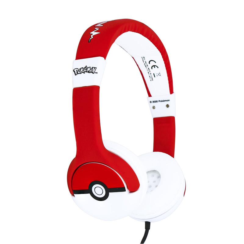 POKÉMON POKÉBALL AURICULARES ALÁMBRICO DIADEMA MÚSICA NEGRO, ROJO, BLANCO