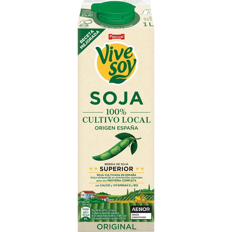 CAJA 6 BRICKS BEBIDA VEGETAL DE SOJA VIVESOY CLÁSICA 1L