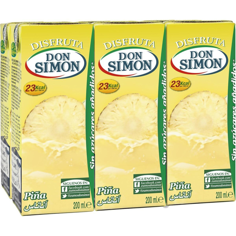 PACK 6 BRICKS ZUMO DE PIÑA DON SIMÓN 200ml SIN AZÚCAR