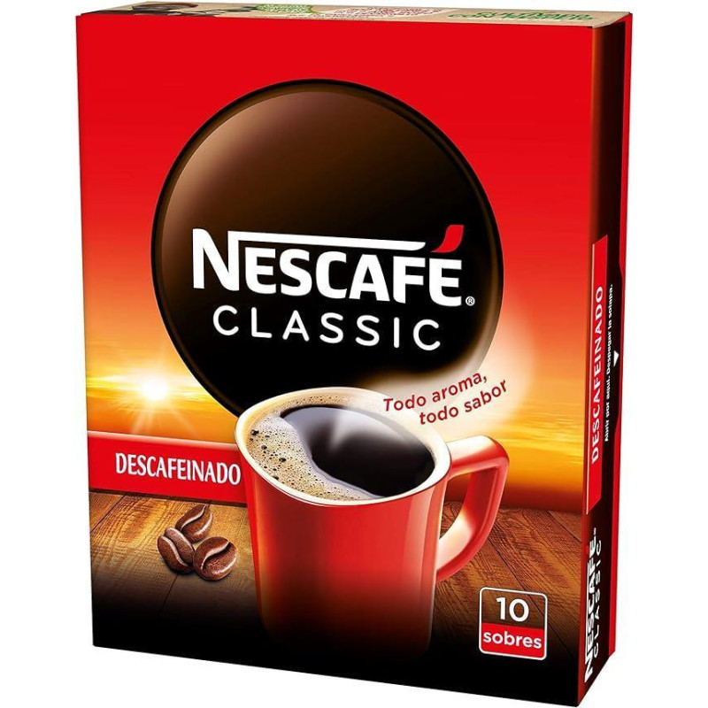 PACK 10 SOBRES CAFÉ NESCAFÉ CLASSIC DESCAFEINADO