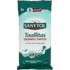 PAQUETE 24 TOALLITAS DESINFECTANTES SANYTOL MULTIUSOS