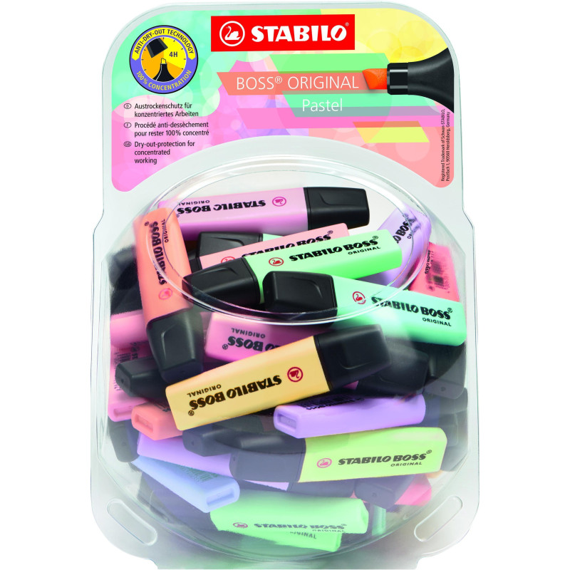 BOMBONERA 60 MARCADORES FLUORESCENTES STABILO BOSS ORIGINAL PASTEL