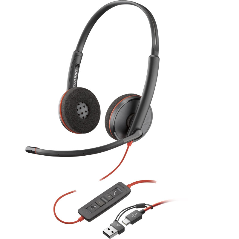 AURICULARES ESTÉREO BLACKWIRE 3220 USB-C + ADAPTADOR USB-C/A