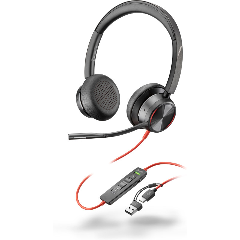 AURICULARES ESTÉREO BLACKWIRE 8225 USB-C + ADAPTADOR USB-C/A