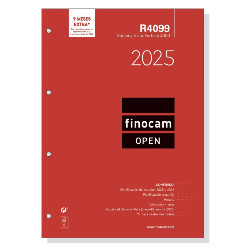 RECAMBIO ANUALIDAD 2025 FINOCAM "OPEN: R4099" SEMANA VISTA VERTICAL CASTELLANO