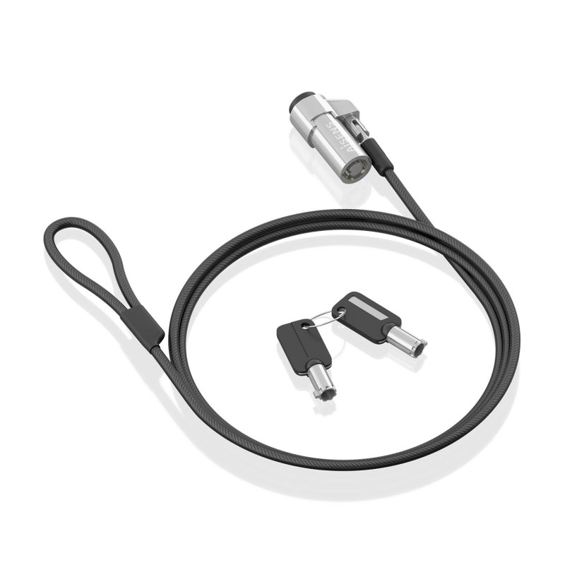 CABLE DE SEGURIDAD TIPO NANO CON CERRADURA DE LLAVE PARA ORDENADOR, MONITOR, PORTÁTIL 1.5M