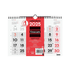 CALENDARIO DE PARED 2025 FINOCAM "NEUTRO: Nº GRANDES S" CASTELLANO