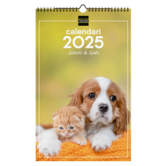 CALENDARIO DE PARED 2025 FINOCAM "IMÁGENES: PERROS Y GATOS" CATALÁN