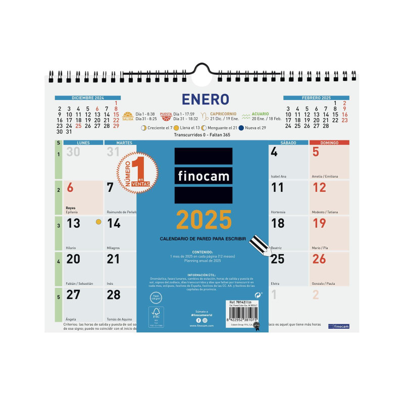 CALENDARIO DE PARED 2025 FINOCAM "COLOR: ESCRIBIR M" CASTELLANO