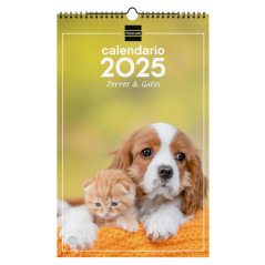 CALENDARIO DE PARED 2025 FINOCAM "IMÁGENES: PERROS Y GATOS" CASTELLANO