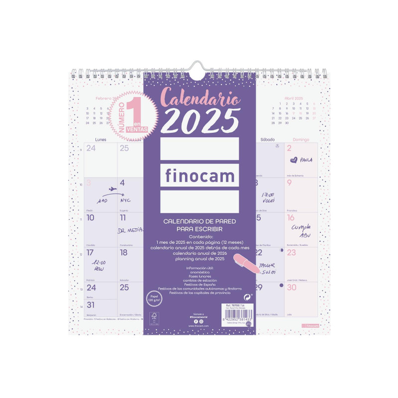 CALENDARIO DE PARED 2025 FINOCAM "CHIC" CASTELLANO