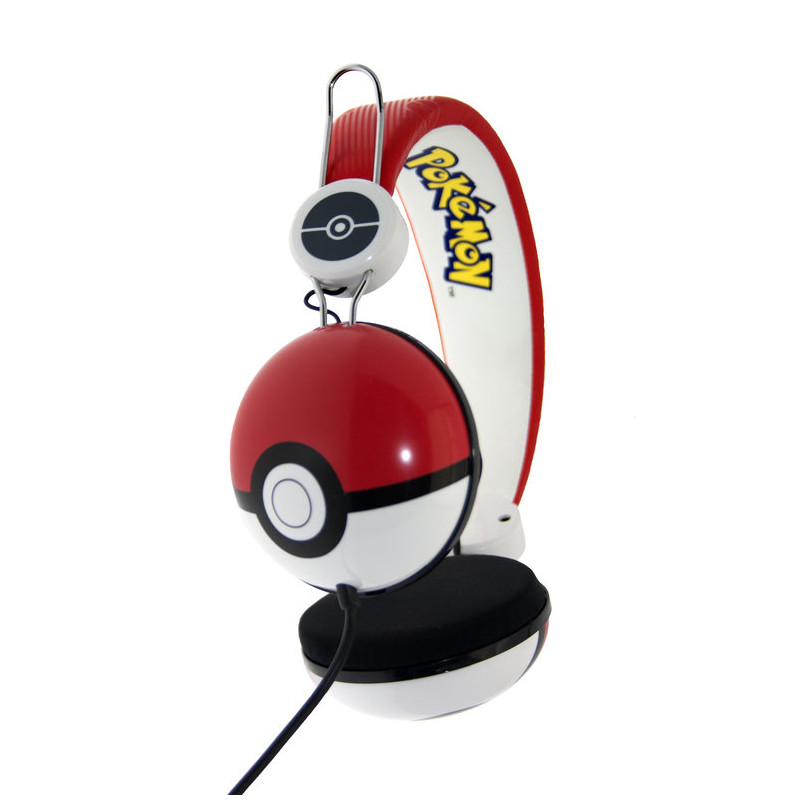 POKÉMON POKEBALL AURICULARES ALÁMBRICO DIADEMA MÚSICA NEGRO, ROJO, BLANCO