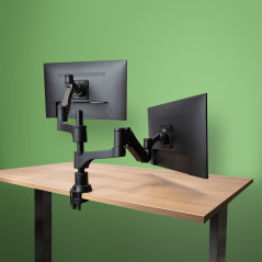 BRAZO DE MONITOR R-GO CAPARO DUAL PARA DOS MONITORES CAPACIDAD DE CARGA DE 3-9KG, AJUSTABLE CON RESO