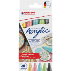 PACK 5 MARCADORES ACRÍLICO EDDING 5100 PASTEL