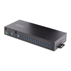 HUB LADRÓN USB 3.0 5GB DE 16 PUERTOS INDUSTRIAL - METAL - MONTAJE EN RACK/SUPERFICIE/DIN - CARGA COM