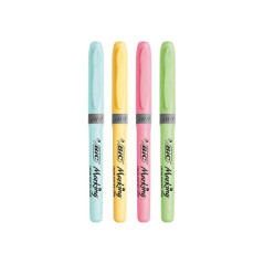 BLÍSTER 4 MARCADORES FLUORESCENTES BIC HIGHLIGHTER GRIP PASTEL