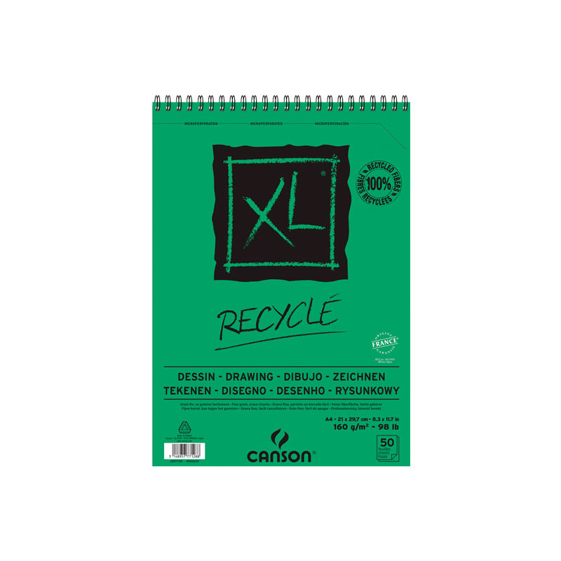 BLOC 50h CANSON DE DIBUJO RECYCLED FINO XL 160gr A4 ESPIRAL