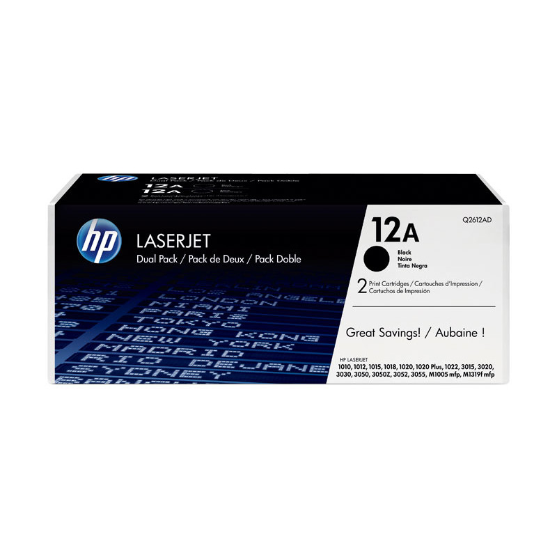 PACK DE AHORRO DE 2 CARTUCHOS DE TÓNER ORIGINAL LASERJET 12A