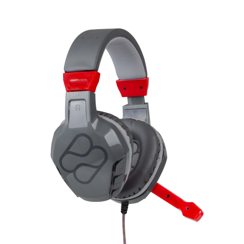 SAMUS AURICULARES ALÁMBRICO DIADEMA JUEGO NEGRO, GRIS, ROJO