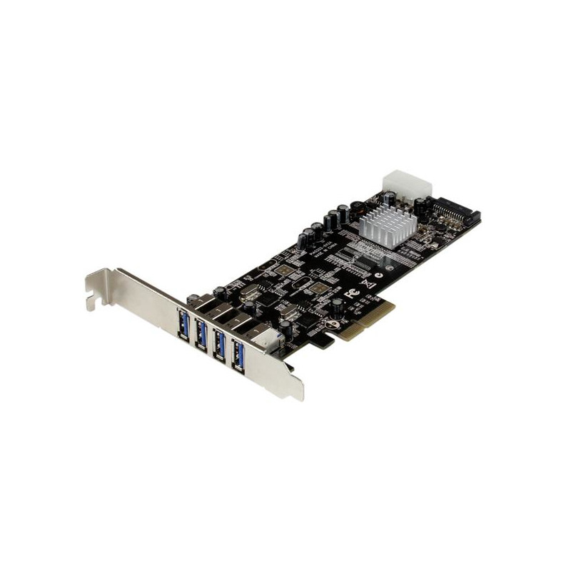 ADAPTADOR TARJETA PCI EXPRESS PCI-E 4 PUERTOS USB 3.0 UASP BUS DOBLE CON ALIMENTACIÓN MOLEX SATA