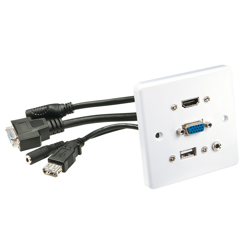 60220 TOMA DE CORRIENTE HDMI + VGA + USB A + 3.5MM BLANCO