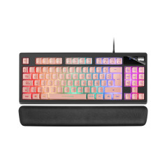 MKAXPES TECLADO USB ESPAÑOL NEGRO, ROSA